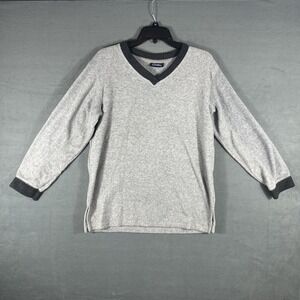 VTG Catalina Men's Fleece V-Neck Sweater Gray‎ Black Trim Long Sleeve Size M